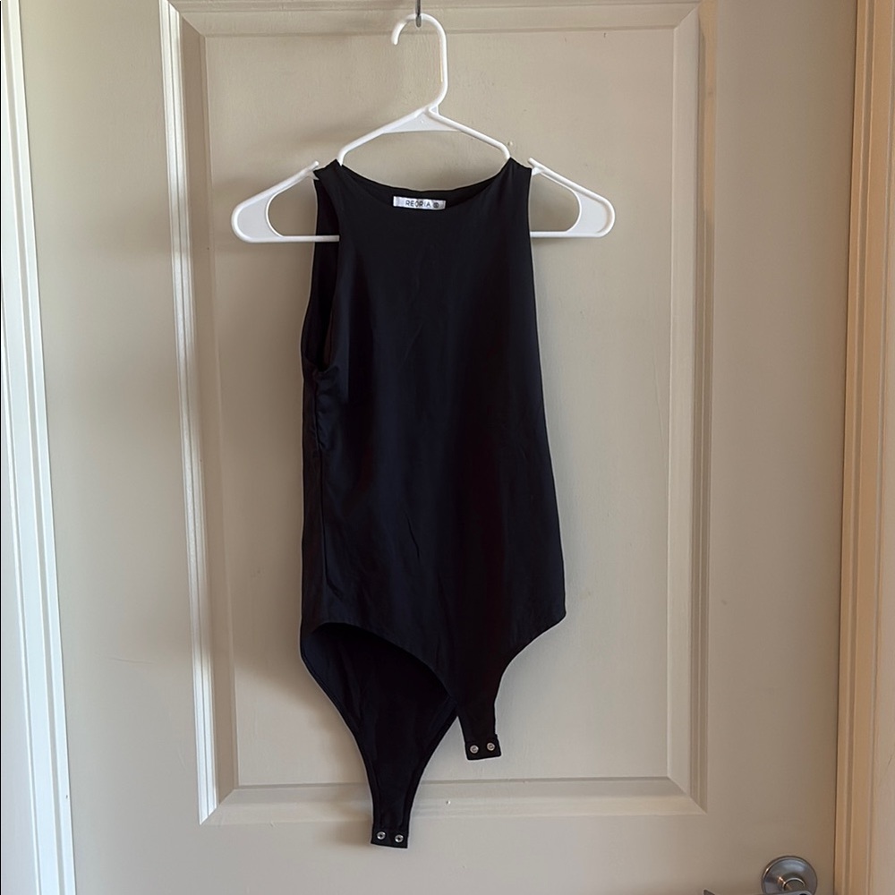 ReoRia Black Bodysuit Classic Minimalist Design